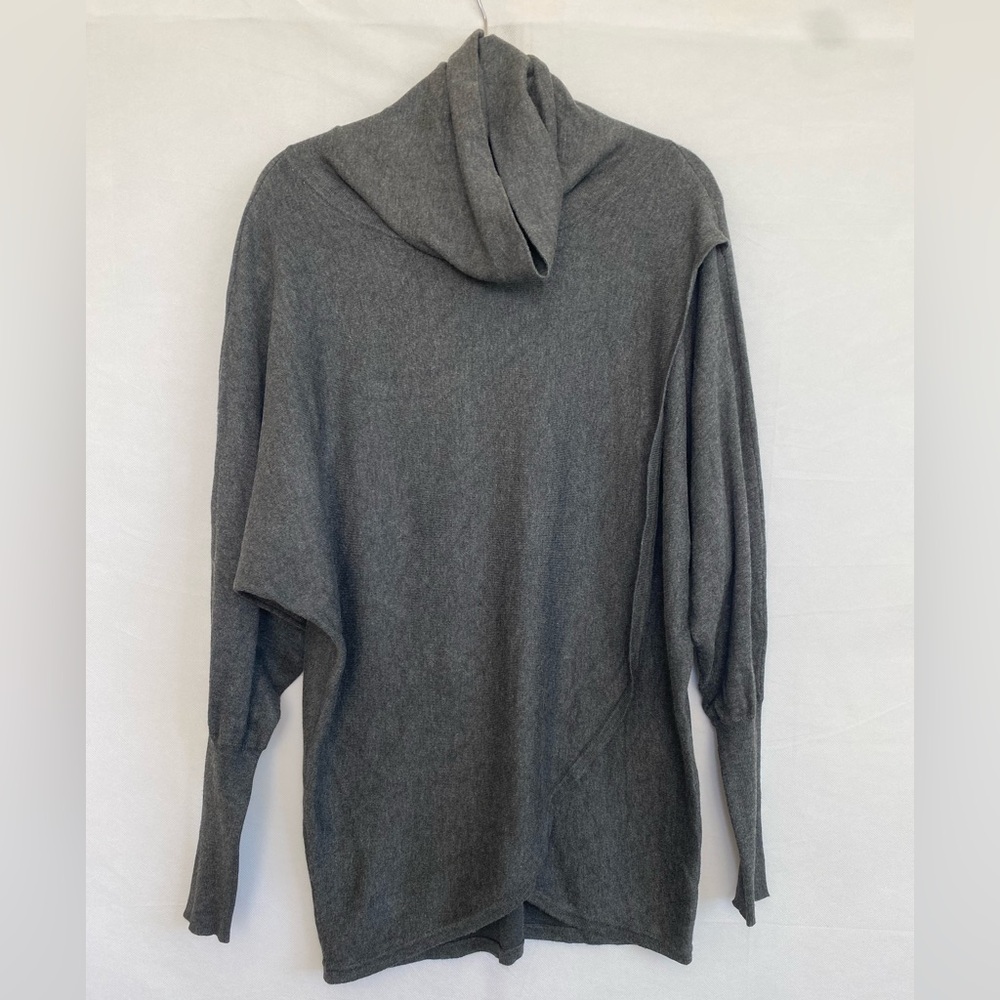 Charlie Paige Dark Gray Batwing Turtler-neck  Cardigan wrap pullover